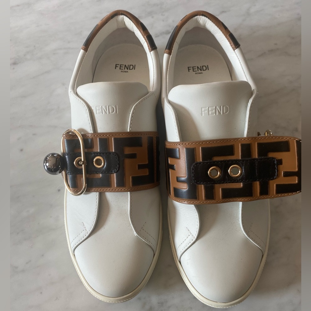 Fendi Pearland Logo Slip-On
Sneaker (Women) White/Brown 37